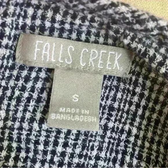 Falls Creek Navy Plaid Ruffle Sleeveless Blouse Women's Size Small - Picture 2 of 7